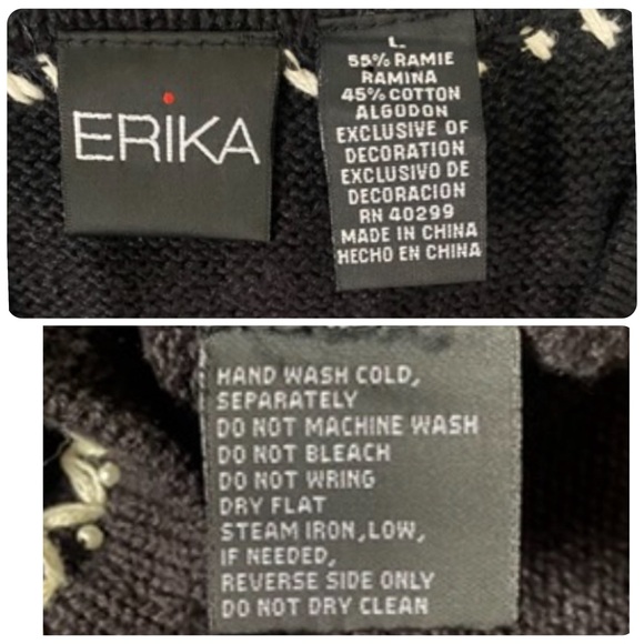 ERIKA Black Embroidered Sequins Ugly Christmas Holiday Vest Sweater Size Large - Picture 16 of 16